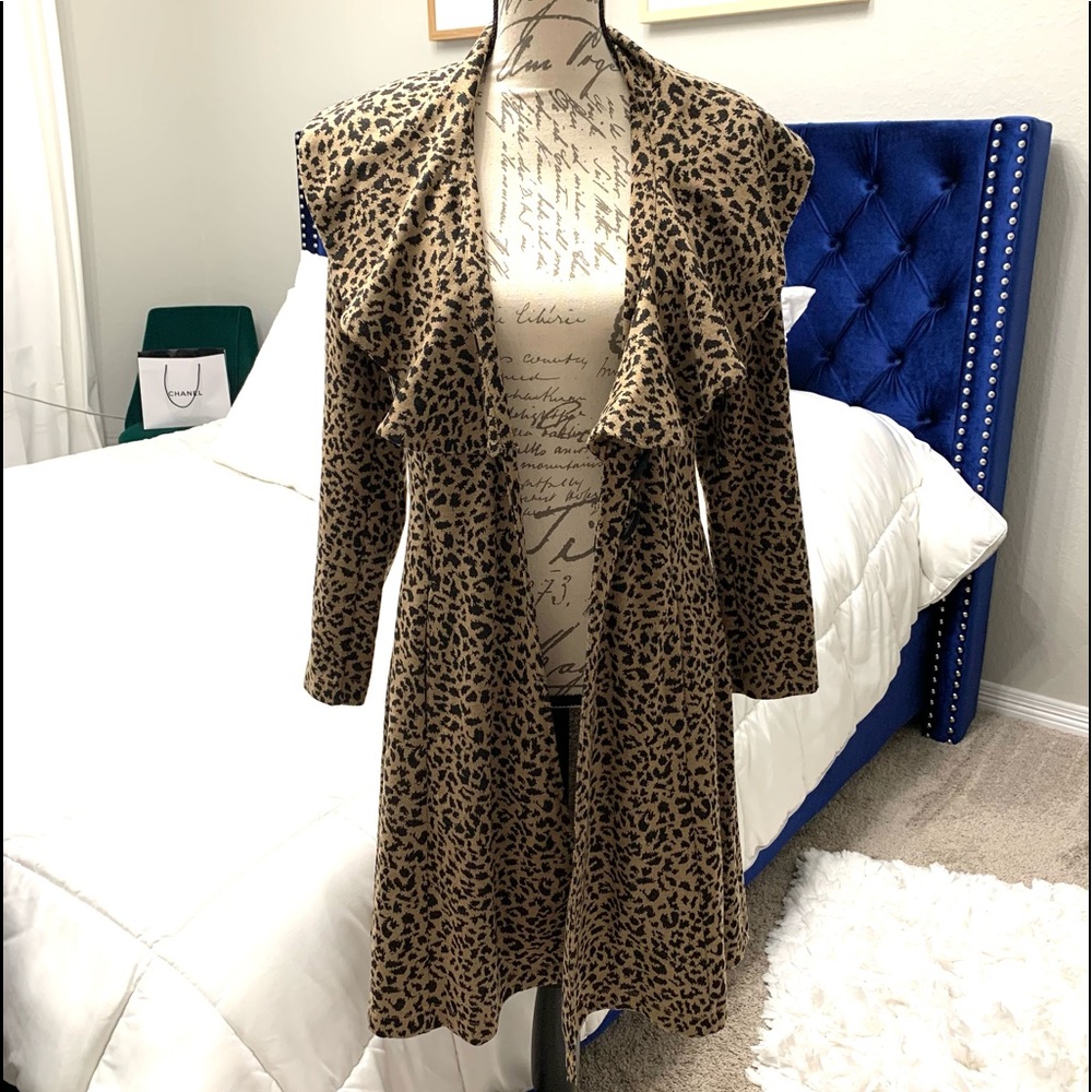 Leopard Ruffled Button Up Cardigan